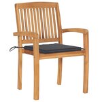 vidaXL Chaises de jardin lot de 2 et coussins anthracite Bois de teck