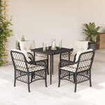vidaXL Ensemble à manger de jardin coussins 5Pièces Noir Résine tressée