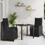 vidaXL Ensemble de salle à manger de jardin 3 pièces en rotin noir