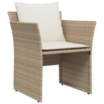 vidaXL Chaise de jardin avec tabouret beige résine tressée