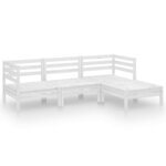 vidaXL Salon de jardin 4 Pièces Bois de pin massif Blanc