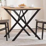 vidaXL Table à manger cadre en X 80x80x75 5cm bois de pin massif fonte