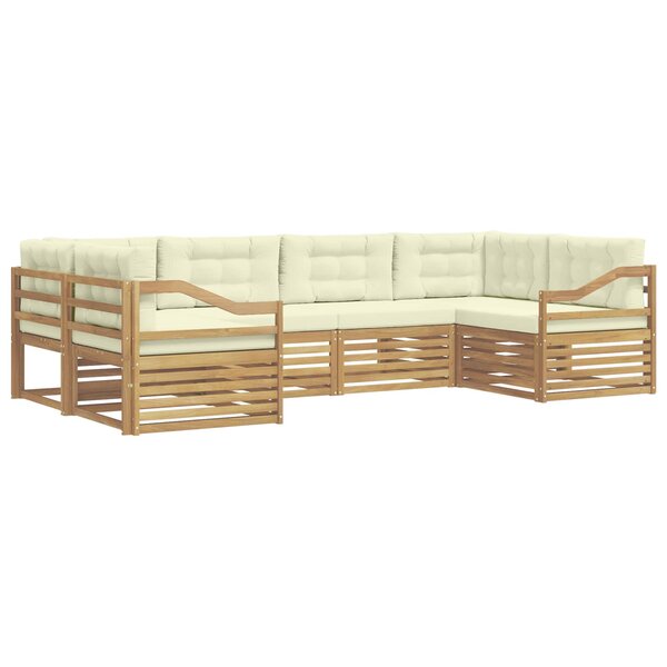 vidaXL Ensemble de canapés d'extérieur 6 Pièces Blanc et crème Polyester