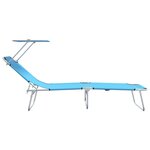 vidaXL Chaises longues pliantes 2 Pièces avec auvent en tissu Oxford 600D bleu vif