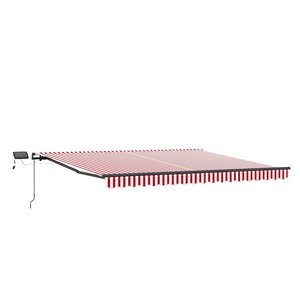 vidaXL Auvent Rétractable Rouge et blanc 450 ×350 cm tissu