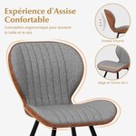Ensemble de 2 chaises de salle à manger sans accoudoirs avec dossier courbé confortable pour salon cuisine chambre gris 20_0008458