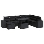 vidaXL Salon de jardin 9 Pièces avec coussins noir résine tressée