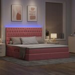vidaXL Lit avec rangement et LED avec LED Rose 180 x 200 cm Velours
