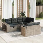 vidaXL Salon de jardin 11 Pièces avec coussins gris résine tressée
