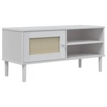 vidaXL Meuble TV SENJA aspect rotin blanc 106x40x49cm bois massif pin