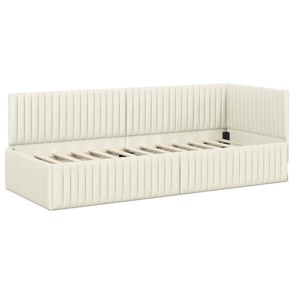 vidaXL Cadre de lit d'angle avec tête de lit Crème 80 x 200 cm Velours