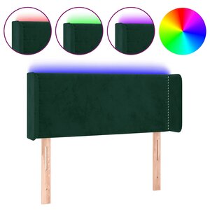vidaXL Tête de lit à LED Vert foncé 93x16x78/88 cm Velours