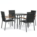 vidaXL Ensemble à manger de jardin 5 Pièces noir textilène et acier