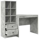 vidaXL Bureau avec tiroir avec étagère avec stockage 2 Pièces Gris béton