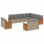 vidaXL Salon de jardin avec coussins 12 Pièces beige résine tressée
