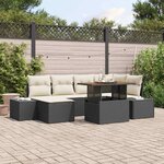 vidaXL Ensemble de canapé de jardin 7 Pièces Noir Poly rotin