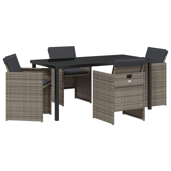 vidaXL Ensemble de salle à manger pour jardin 5 Pièces Gris polyrotin
