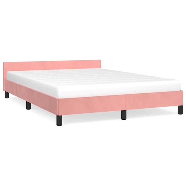 vidaXL Cadre de lit et tête de lit sans matelas rose 140x190cm velours