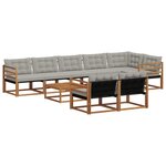 vidaXL Ensemble de canapés d'extérieur 9 Pièces Gris Naturel et Clair