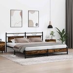 vidaXL Cadre de lit en métal sans matelas chêne fumé 200x200 cm
