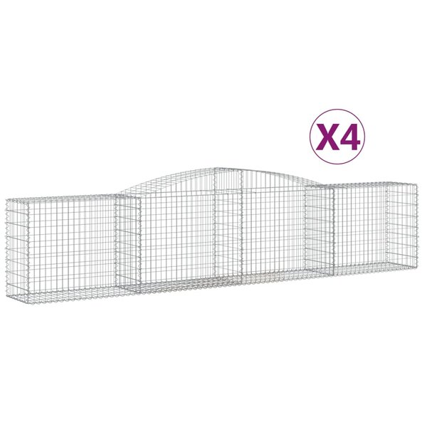 vidaXL Paniers à gabions arqués 4 Pièces 400x50x80/100 cm Fer galvanisé