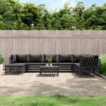 vidaXL Salon de jardin avec coussins 9 Pièces anthracite acier