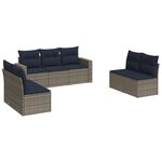 vidaXL Salon de jardin 7 Pièces avec coussins gris résine tressée