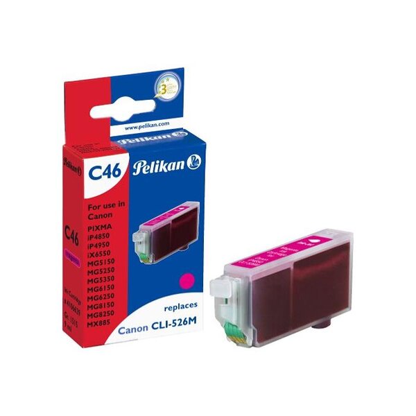 C46 cartouche jet d'encre compatible avec oem cli-526m 4542b001 magenta pelikan printing