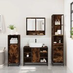 vidaXL Ensemble de meubles de salle de bain 3 Pièces chêne fumé