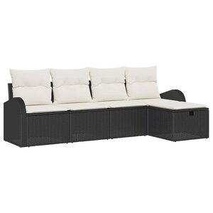 vidaXL Ensemble de canapé de jardin avec coussin 5 Pièces Noir Poly rotin