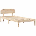 vidaXL Cadre de lit avec tête de lit Naturel 90 x 200 cm Pin massif