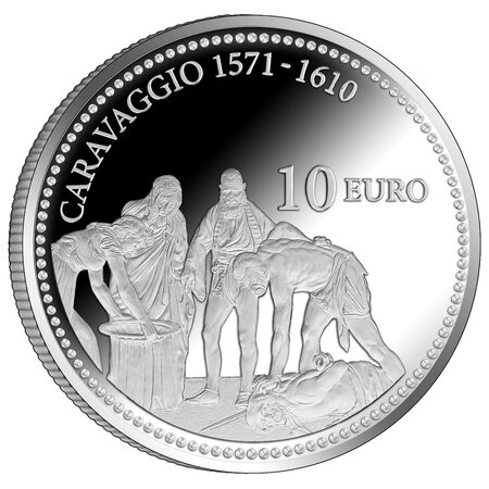 Pièce de monnaie 10 euro Malte 2022 argent BE – La décollation de Saint Jean-Baptiste  par le Caravage