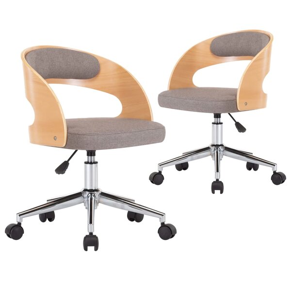 vidaXL Chaises pivotantes à manger lot de 2 taupe bois courbé et tissu