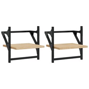 vidaXL Étagères murales avec barres 2 Pièces chêne sonoma 30x25x30 cm