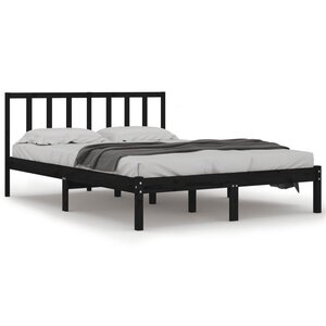 vidaXL Cadre de lit Noir Bois de pin massif 150x200 cm Très grand