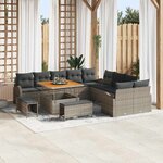 vidaXL Ensemble de canapé de jardin 13 Pièces Gris Poly rotin