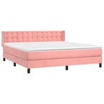 vidaXL Sommier à lattes de lit avec matelas Rose 160x200 cm Velours