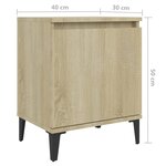 vidaXL Tables de chevet pieds en métal 2 Pièces Chêne sonoma 40x30x50 cm