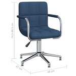 Vidaxl chaise pivotante de bureau bleu tissu