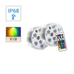 Lot de 2 lampes flottantes à piles avec télécommande 10 led rvb ip68