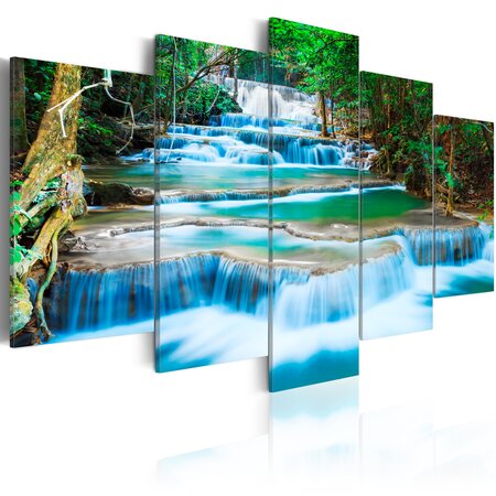 Tableau - cascade bleue à kanchanaburi  thaïlande l x h en cm 200x100