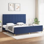 vidaXL Cadre de lit avec tête de lit Bleu 200 x 200 cm Tissu