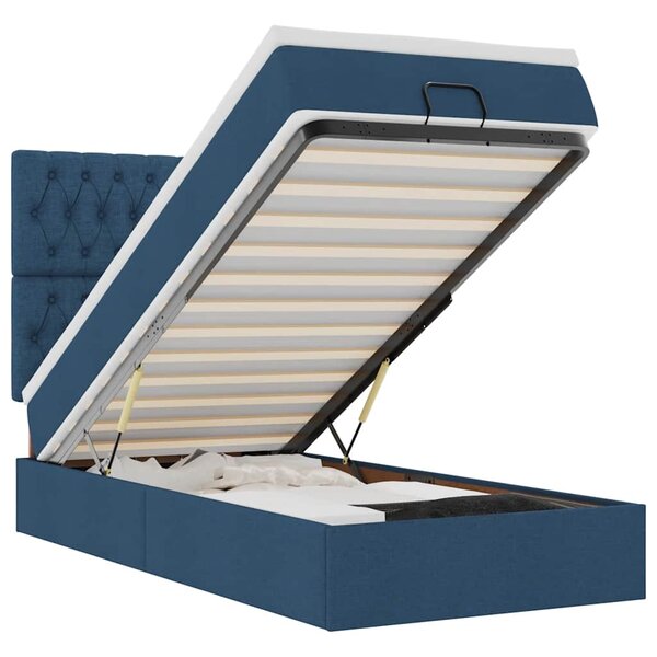 vidaXL Lit ottoman avec matelas bleu 90x200 cm tissu
