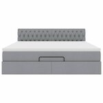 vidaXL Lit ottoman avec matelas et LED Gris clair 180x200 cm tissu