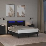 vidaXL Cadre de lit avec bandes LED Noir 140 x 190 cm Simili cuir