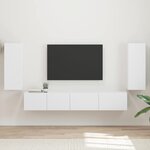 vidaXL Ensemble meuble TV 4 Pièces Blanc Bois d'ingénierie