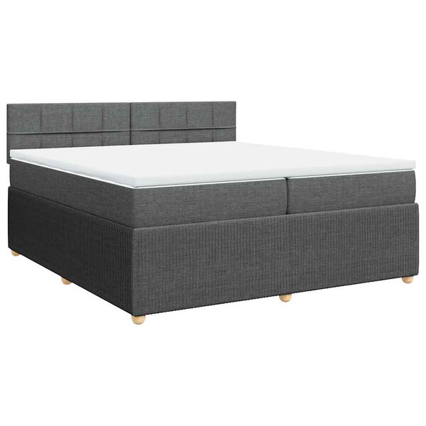 vidaXL Sommier à lattes de lit avec matelas Gris foncé 200x200cm Tissu
