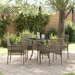 vidaXL Ensemble de Salle à Manger de Jardin 5 Pièces Gris Poly Rattan