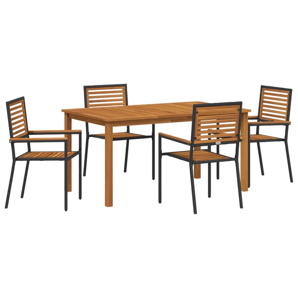 vidaXL Set de repas de jardin 5 Pièces Noir 150 x 90 x 74 cm