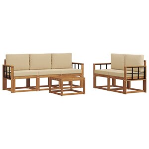 vidaXL Ensemble de canapés d'extérieur 6 pc Naturel et Beige